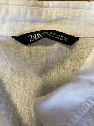 Camisa Zara Lino Blanca Talla S