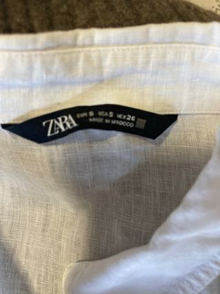 Camisa Zara Lino Blanca Talla S