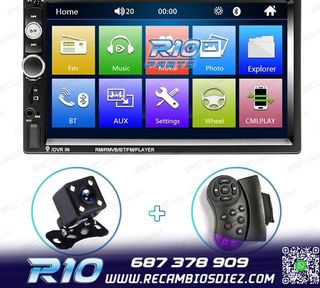 RADIO 2DIN 7" TÁCTIL BLUETOOTH USB SD + CAMARA MARCHA ATRÁ