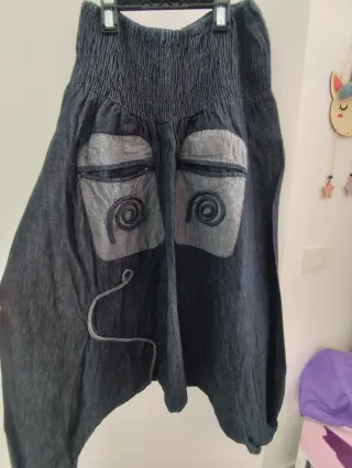 Pantalón ancho denim con bolsillo