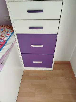 Letto singolo 90x200 per camera dei bambini con cassettiera e cubi