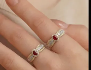  925 Anillo Oro y Rubí Talla Ovalada 925