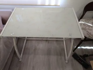 Escritorio/Mesa auxiliar cristal blanca 80x50