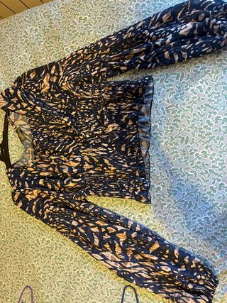 Camisa estampada azul y marrón M