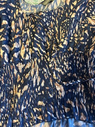 Camisa estampada azul y marrón M