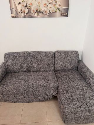 Sofá 2 plazas + chaise longue gris
