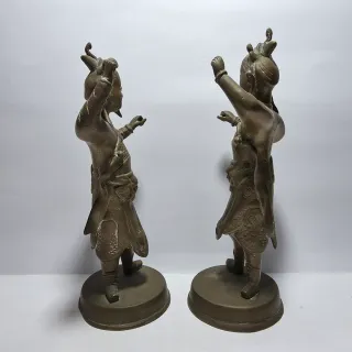 Coppia Sculture Bronzo Orientali Guerrieri