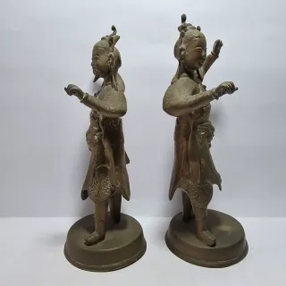 Coppia Sculture Bronzo Orientali Guerrieri