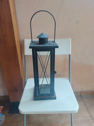 Portacandele in metallo nero e vetro