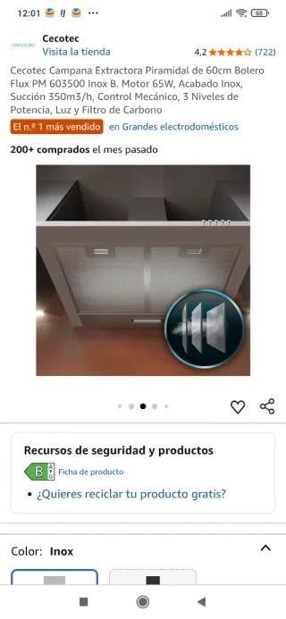Campana extractora Cecotec 60cm Inox NUEVA
