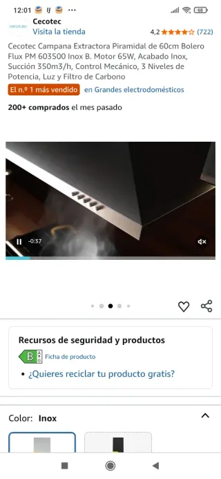 Campana extractora Cecotec 60cm Inox NUEVA
