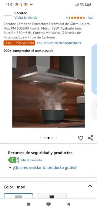 Campana extractora Cecotec 60cm Inox NUEVA

