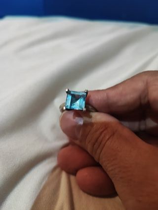 Anillo Tous Plata 925 con Piedra Azul. Topacio. 