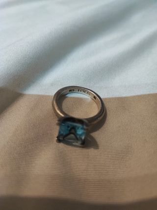 Anillo Tous Plata 925 con Piedra Azul. Topacio. 