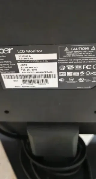 Pantalla Acer Negra