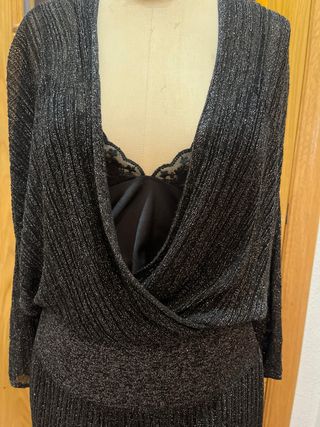 Vestido largo punto lurex negro Vezavena
