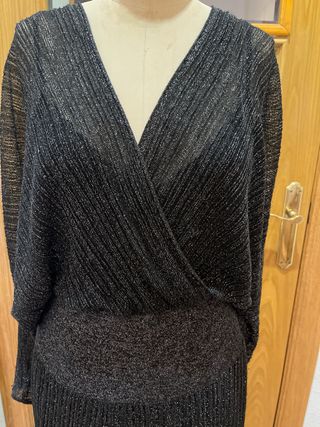 Vestido largo punto lurex negro Vezavena