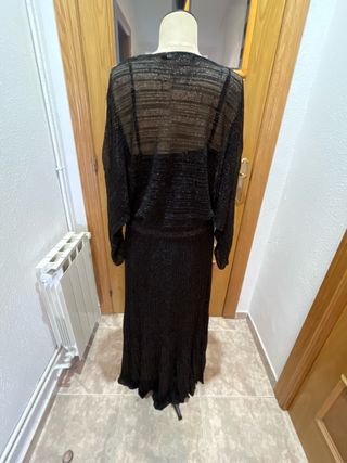 Vestido largo punto lurex negro Vezavena