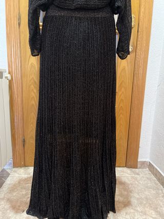 Vestido largo punto lurex negro Vezavena