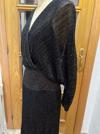 Vestido largo punto lurex negro Vezavena
