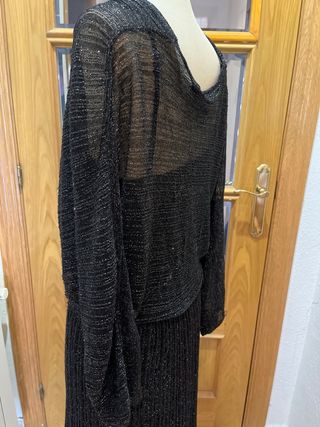 Vestido largo punto lurex negro Vezavena