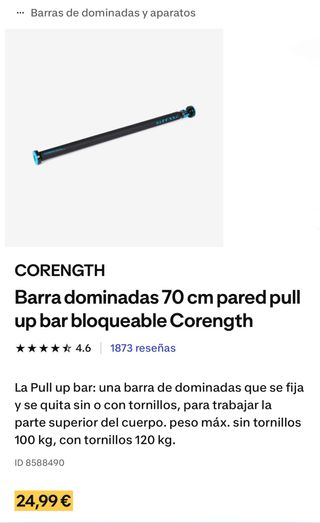 Barra dominadas 70cm Corength