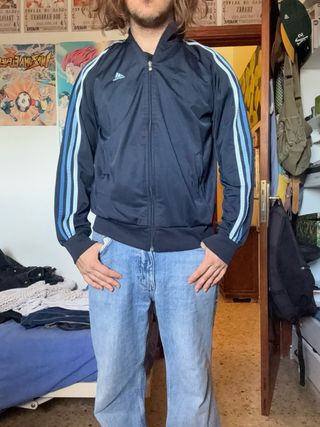 Chaqueta Adidas Azul con Rayas