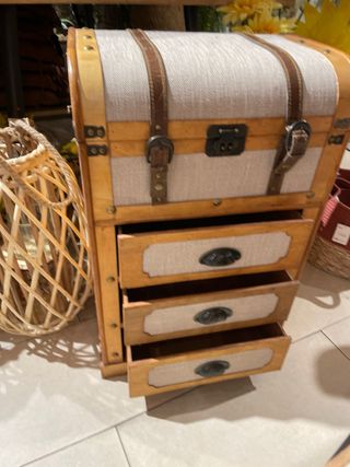 Cajonera Rústica Madera y Tela