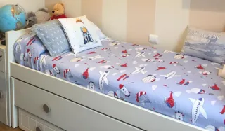 Cama nido 90cm con 3 cajones, lacada en blanco.