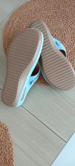 Chanclas Mujer Talla 39 Azul y Beige