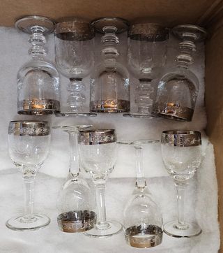 Set bicchieri cristallo con profili argento 925