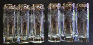 Set bicchieri cristallo con profili argento 925
