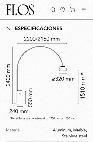 Lámpara Flos Arco LED Achille Castiglioni 1962