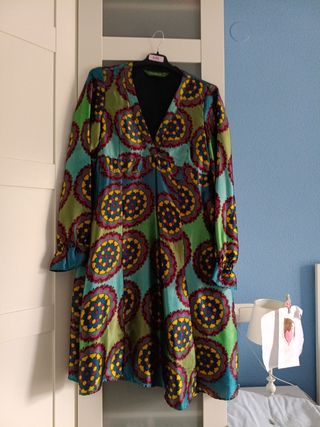 Vestido Desigual verde estampado XXL
