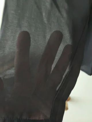 Blusa Zara Gasa Negra con Apliques Piel