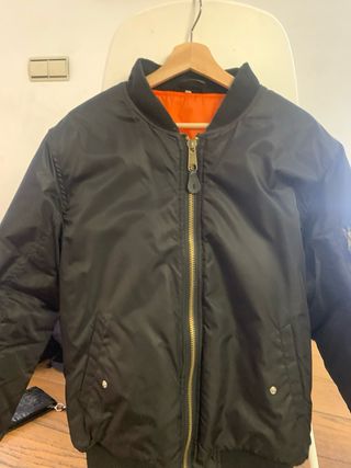 Chaqueta Bomber Negra Naranja