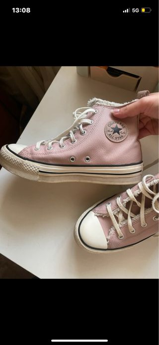 Converse rosas con pelo 