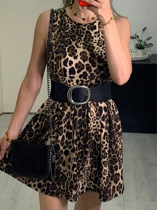 Vestido Blanco Estampado Leopardo
