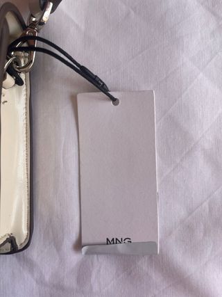 Bolso de hombro Mango beige y blanco