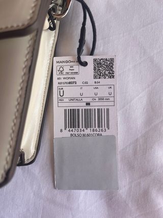 Bolso de hombro Mango beige y blanco