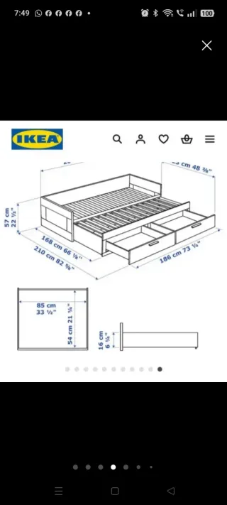Cama nido blanca con cajones Ikea