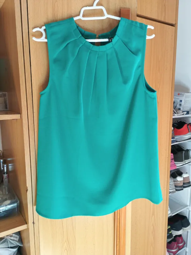 Blusa mujer sin mangas color verde azulado