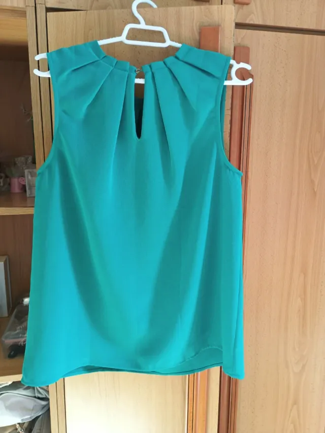 Blusa mujer sin mangas color verde azulado