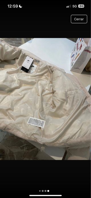 Plumífero Nike Beige Talla M Mujer