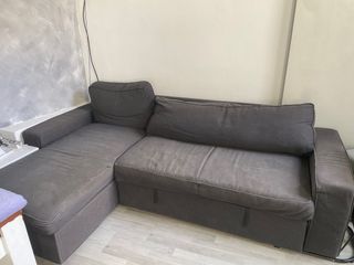 Divano letto in tessuto grigio Ikea 