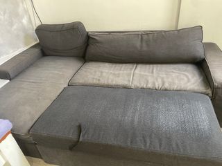 Divano letto in tessuto grigio Ikea 