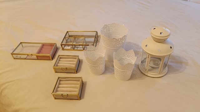 Conjunto Joyeros y Organizadores Dorados