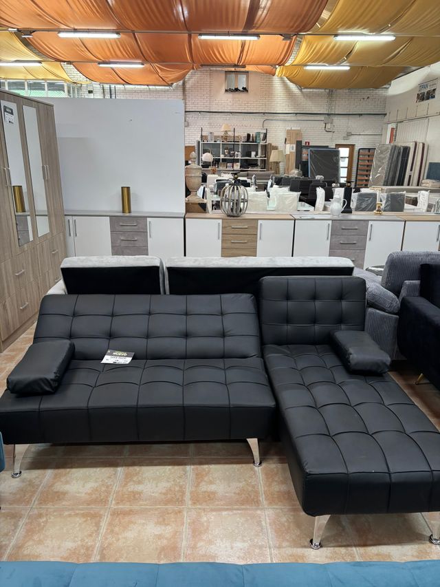 Oferta!! Sofá cama en L negro - envio Rápido