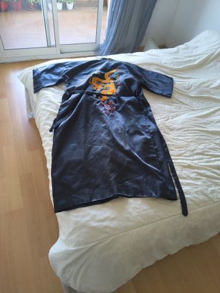 Bata kimono china bordada dragón unisex