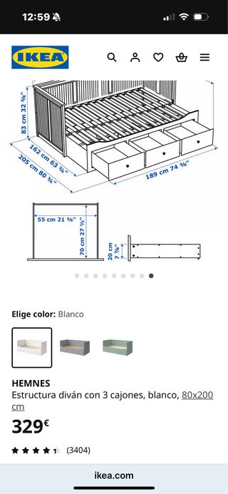 Estructura Diván IKEA HEMNES Blanca